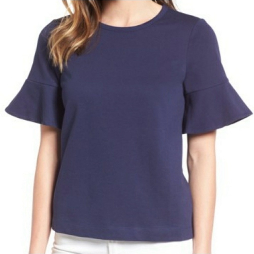 Draper James Classic Navy Short Sleeve Top